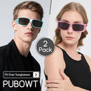 Polarized Fit Over Glasses Sunglasses for Men Women Driving Square Wrap Around Shades UV Protection Sun Eyewear PT2006 | 2pcs(purple/Gray+blue/Gray) | 62 Millimeters — 2