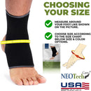 NeoTech Care Ankle Support Sleeve - Open Heel, Light, Elastic & Breathable Knitted Fabric - Medium Compression - For Men, Women, Kids - Right or Left Foot (Black Color, Size M, 1 Pair) — 2