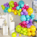 MEBAY Rainbow Balloons Garland Arch Kit, 146Pcs 5 Assorted Color Latex Balloon Different Sizes 18 12 10 5 Inch for Gender Reveal Baby Shower Wedding Birthday Party Decoration | 146-mint Green-purple-yellow-hot Pink-teal — 1
