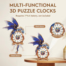 3D Wooden Puzzles for Adults-Blue Dragon Clock Puzzle-Adult Crafts — 5