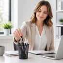 QYH Mesh Pencil Holder for Desk 6 Pack, Metal Pen Cup Black — 6