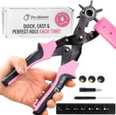 Pro-Master Belt Hole Puncher for Leather, Effortless Control, Precise Holes | Pink Hand-held — 1