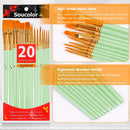 Soucolor Acrylic Paint Brushes Set,20 Pcs Pointed Tip Artist Paintbrushes | Mint Green | 20-Pack — 7