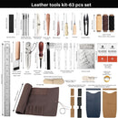 WUTA Leather Craft Tools Kit, Complete Leather Working Supplies with Cutting Knife, Edge Beveler, Stitching Kit, Thonging Knife, and DIY Patterns, Storage Roll for Beginners & Professionals (63pc set) — 2