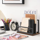 Snughome Desktop Mail Organizer, Desk Mail Organizer with 2-Slot Matte Black Metal Desktop Mail Sorter, Metal Storage File Holder Letter Sorter Organizer for Home or Office, Rustic Brown — 3