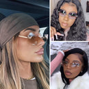 knliwkm Rimless Rectangle Y2k Sunglasses for Women Men Cute Small Clear Frameless Tinted Lens 2000S Fashion Shades Butterfly | Silver, Gradient Blue — 4