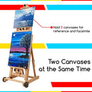 MEEDEN Versatile Studio H-Frame Easel - All Media Adjustable Beech Wood Studio Easel, Painting Floor Easel Stand, Movable and Tilting Flat Available, Holds Canvas Art up to 77" | Natural — 4