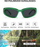 SOAR&EAGLE Y2K 3Pack Polarized sunglasses Wrap Around Men's Women's sunglasses Fashion Sport Shades Sun Glasses | Silver Framed Gray Flakes, Black Framed Gray Flakes，green Fr — 2