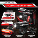 Bike Lights for Night Riding, USB Rechargeable Front and Back Lights, LED Bicycle Headlight and Tail Light Set, Water Resistant Bike Lights Rechargeable for Mountain Bikes, Kids Bike Light, MTB Light | Front & Back | Black & Red — 7