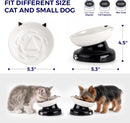 Y YHY Ceramic Cat Slow Feeder, Elevated Dog Food Bowl Tilted Design, Slow Feeder Bowl no Black Chin, Cat Shape for Dry and Wet Food — 3
