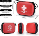 Mini First Aid Kit - 150 Piece Small Waterproof EVA Hard Shell Case | Red | 6.4" x 4.9" x 2.7" — 2