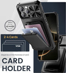 SSLOTSCASE for iPhone 16 Pro Max Case with Card Holder & Kickstand, Black — 3