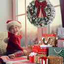 Christmas Wreaths for Front Door, DECSPAS 24 Inch 2 FT Prelit Snowy Flocked Christmas Wreath with Timer 30 LED Lights Bow Red Berries Pine Cone, Xmas Wall Windows Decorations Home Decor Outdoor Indoor — 2