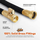 Flexi Hose with 8 Function Nozzle, 100FT - Lightweight Expandable Garden Hose, No-Kink Flexibility, 3/4 Inch Solid Brass Fittings and Double Latex Core | Black — 6