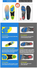 Upgrade Sports Insoles for Men Women, Shock Absorbing Athletic Shoe Inserts with Arch Support, Gel Cushioning Footbed for Running Walking Work Boots Standing All Day XS (Men 4.5-6.5//Women 5.5-7.5) — 4