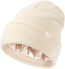 YANIBEST Satin Lined Beanie for Women, Reduce Frizz Winter Hats - Beige — 1