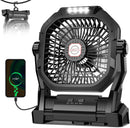 Camping Fan Rechargeable, 20000mAh Battery Powered Portable Fan with LED Light & Hook, 4-Speed 270° Adjustable, Camping Essentials for Tent, Travel, Car, Outdoor, Indoor, BBQ, Fishing, Jobsite — 1