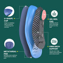 Semi-Rigid Arch Support Inserts for Men Women - Welnove Work Boot Insole for Walking or Standing All Days,3/4 Length Heel Pain Relief Insert for Flat Feet,Shoe Insoles for Women 6-10 — 3