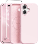 GONEZ Magnetic for iPhone 16 Case, Silicone Cover Chalk Pink — 1