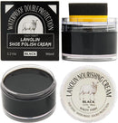 SALTY FISH Shoe Polish Cream 3.2Oz, Lanolin Shoe Polish Kit with Shoe Shine Sponge, Condition Waterproof Restore Shoe Boot | Black — 1