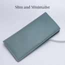Bveyzi Ultra Slim Thin Leather RFID Blocking Credit Card Holder Bifold Clutch Wallets for Women - Blue Grey - Leather — 2