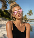 MEETSUN Polarized Sunglasses for Women Men Trendy Retro Square Shades | Black Lens + Brown Gradient Lens + Pink Mirrored | 54 Millimeters — 2
