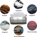 SEAZEN Car Cover with Zipper, 2 Layer Full Car Covers Waterproof/UV Protection/Snowproof/Dustproof, Universal Car Cover (Fit Sedan-Length Up to 200") — 2