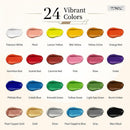 TMOL Acrylic Paint Set, 24 Colors (2 oz/Bottle) with 12 Art Brushes, Art Supplies for Painting Canvas, Wood, Ceramic & Fabric, Rich Pigments Lasting Quality for Beginners, Professional | 24 Colors Acrylic Paint 2 fl oz/60 ml — 2