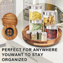 Acacia Wooden Lazy Susan for Table Top-12 Inch Wooden Lazy Susan Turntable with Double Handle-Large Acacia Wooden-Spice Organizer for Countertop, Table, Cabinet — 3