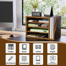 Wooden Mail Organizer, Desk Organizer with 3 Adjustable Shelves — 5
