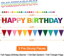 Pre-Strung Felt Happy Birthday Banner Rainbow Garland Set | Colorful — 2
