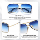 Dollger Square Aviator Sunglasses for Men and Women Fashion Metal Vintage Gradient Shades Sunglasses UV400 Protection | A:gold Frame Gradient Blue Lens | 62 Millimeters — 4