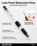JusArt Water Brush Pens 6-Pack Leak-Proof Refillable Watercolor Pens | 6 Pcs Black — 3