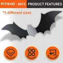 Piteno® 140Pcs Bats Halloween Decorations Party Supplies, Realistic PVC 3D Black Scary Bat Stickers for Creepy Home Decor Halloween Party Decorations DIY Wall Window Decal Bathroom Indoor | Standard — 3
