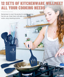 Blue Kitchen Utensils Set-12 Pieces Silicone Cooking Utensils Set — 4