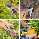 Germany Pruning Shears For Gardening, Arthritis Weak Hand Snips, 4x cutting power trimming, 1-Inch Cut Capacity Garden Clippers, Ergonomic handle, Rust resistant, high strength steel, Sharp | Yellow — 7