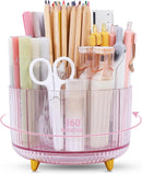 SKYDUE Rotating Pencil Pen Holder, Pen Organizer with 5 Slots - Aesthetic Desk Organizer and Accessories for School, Home, Office Supplies — 1