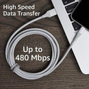 Amazon Basics USB-A to Lightning Cable, MFi Certified Charger for Apple iPhone iPad, Nylon Braided Cord, 10,000 Bend Lifespan, High Speed Transfer, 6 Foot, Silver 7