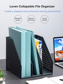 Leven Collapsible Magazine File Holder/Desk Organizer for Office Organization and Storage with 3 Vertical Compartments, Dark Grey, — 5