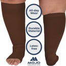 Mojo Toeless Compression Socks for Women and Men 20-30 mmHg Open Toe - AB211 | XX-Large | Brown — 3