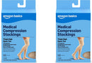 Amazon Basic Medical Compression Stockings for Circulation, Varicose Veins, Edema, Swelling, 20-30 mmHg, Women & Men Thigh Length Hose, Open Toe, Beige, X-Large, 2-Pack (Previously Amazon Basic Care) | X-Large (Pack of 2) — 1