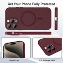 ankofave Magnetic for iPhone 15 Pro Max Phone Case for Women, Matte Luxury Soft Metallic Luster Design with Camera Lens Protector, Compatible with Magsafe Case for iPhone 15 Pro Max 6.7"-Red Wine — 3