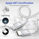 2Pack Short USB C to Lightning Cable 1ft, PD USB C to iPhone Charger Cable MFi Certified, Nylon Braided Short iPhone Charger Cord Fast Charging for iPhone 14 13 12 11 Pro Max XR XS X 8 Plus SE iPad 6