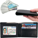 HIMI Wallet for Men-Genuine Leather RFID Blocking Bifold Stylish Wallet With 2 ID Window - Carbon Fiber Black - Vintage Style — 2