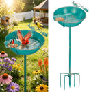 Mellbree Bird Bath for Outside 13", Metal Freestanding 13" Dia 39" H Lake Blue…
