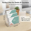 TecUnite 2 Pieces Business Card Holder for Desk 3 Tier Clear Acrylic Stand — 2