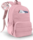 Uselike Travel Backpack for Women, 15.6 Inch Laptop Backpack, Quilted College Bookbag, Cute Work Backpacks, Water Resistant (Mauve Pink) — 1