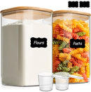 ComSaf Glass Storage Jars with Bamboo Lids 4.6 Qt 2 Pack Large Wide Mouth