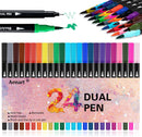 Dual Brush Markers for Adult Coloring Books, 24 Colored Fine Point Marker | ‎24 Colors — 1