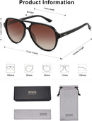 SOJOS Classic Polarized Aviator Sunglasses for Women Men, Retro Trendy Aviators Shades SJ2201 | Black/Gradient Reddish Brown | 58 Millimeters — 5